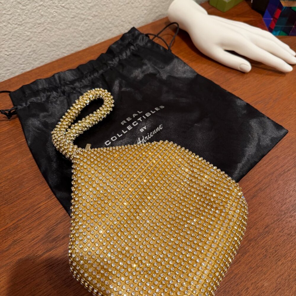 NEW Gold Crystal Wristlet Evening Bag - Real Collectibles by Adrienne